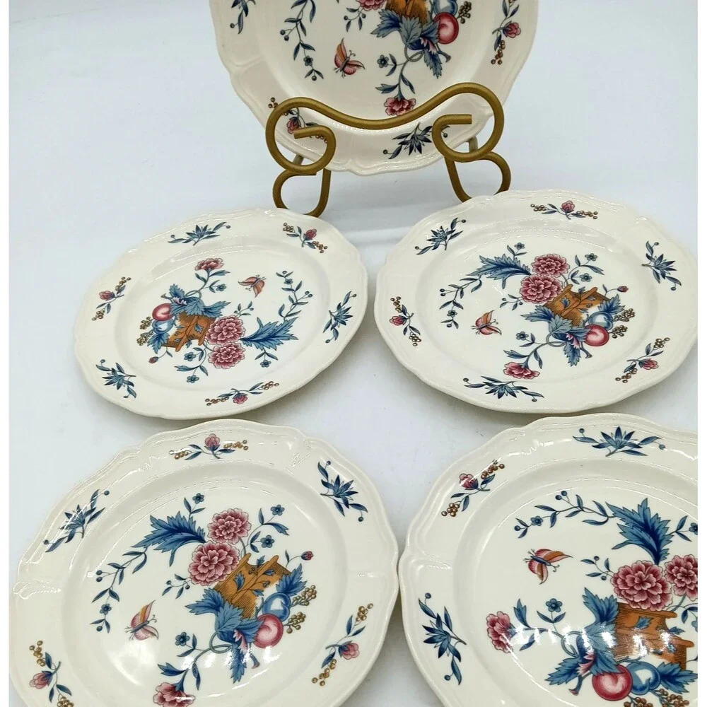Set of 5 Wedgwood Williamsburg Potpourri Bread & Butter Plates TKD 510 6.5